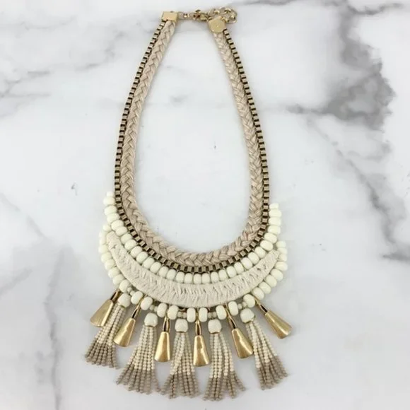 Stella & Dot | Ivory White + Vintage Gold Eloisa Statement Tassel Neckla… - Picture 15 of 15